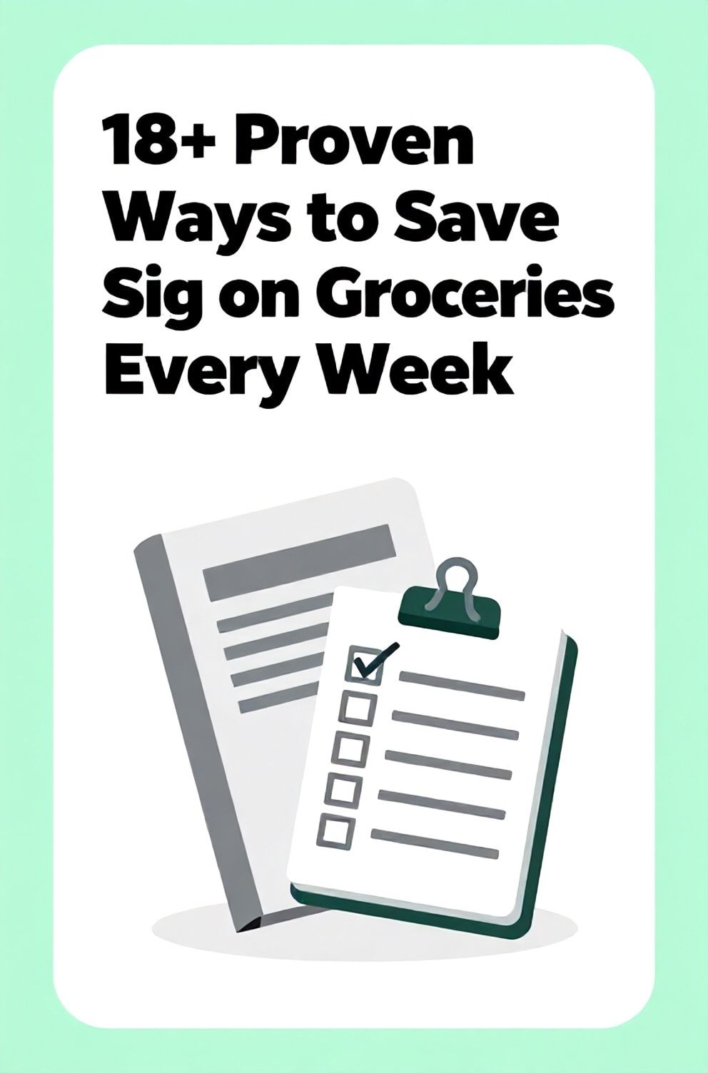 Bold%2C%20sharp%20text%20that%20says%20%E2%80%9C18%2B%20Proven%20Ways%20to%20Save%20Big%20on%20Groceries%20Every%20Week%E2%80%9D.%20The%20text%20is%20placed%20at%20the%20top%20inside%20a%20white%2C%20rounded%20rectangular%20illustration%20box%20in%20negative%20space%2C%20beautiful%20Pinterest-style%20frame.%20Pinterest-style%20illustration%20showing%20a%20coupon%20book%20and%20a%20shopping%20list%20with%20a%20checkmark.%20Background%20of%20fresh%20mint%20green%20and%20soft%20gray%20tones.%20Clean%2C%20minimal%20composition%2C%20cold%20neutral%20or%20warm%20neutral%20color%20palette