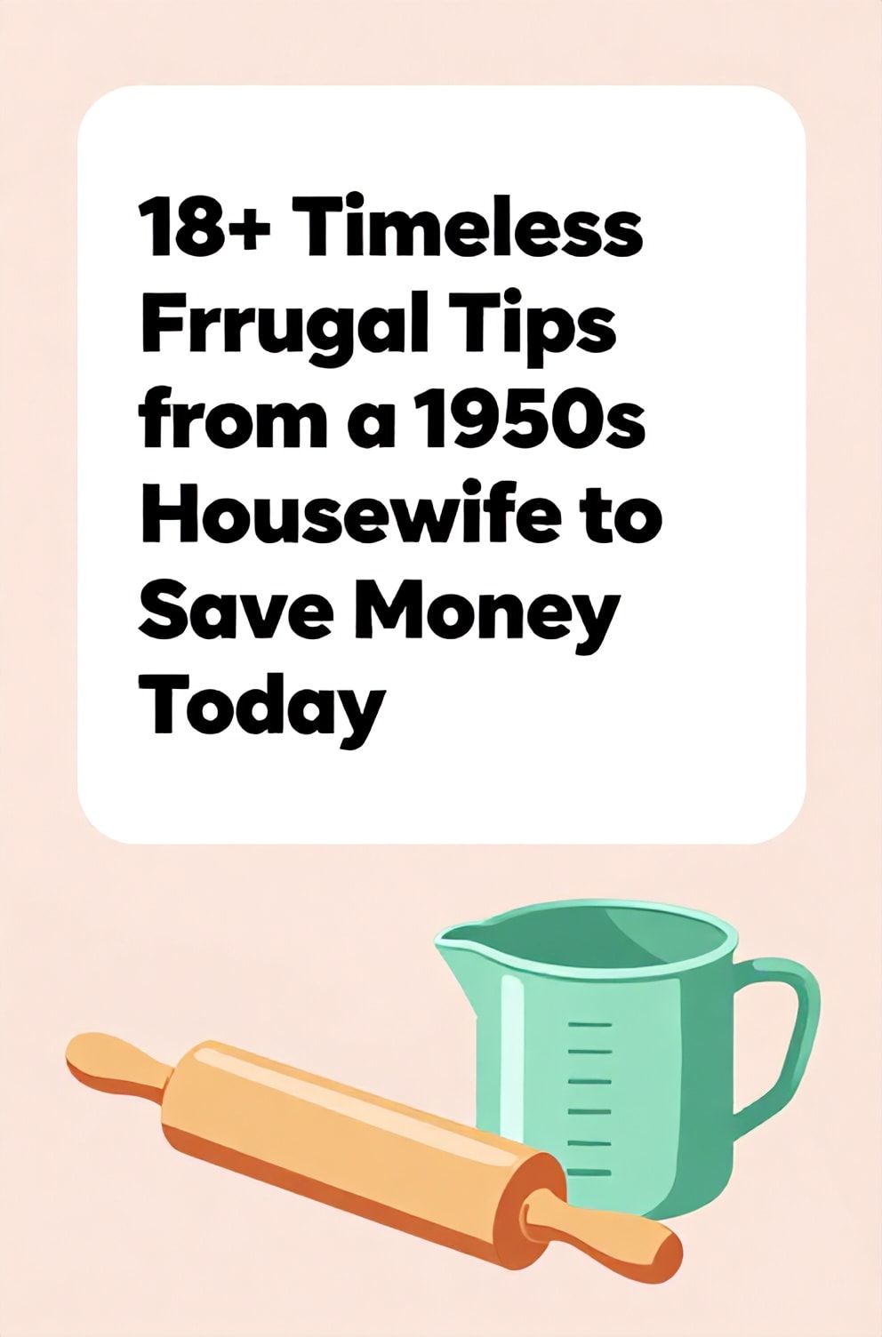 Bold%2C%20sharp%20text%20that%20says%20%E2%80%9C18%2B%20Timeless%20Frugal%20Tips%20from%20a%201950s%20Housewife%20to%20Save%20Money%20Today%E2%80%9D.%20The%20text%20is%20placed%20at%20the%20top%20inside%20a%20white%2C%20rounded%20rectangular%20illustration%20box%20in%20negative%20space%2C%20beautiful%20Pinterest-style%20frame.%20Pinterest-style%20illustration%20showing%20a%20vintage%20rolling%20pin%20and%20a%20measuring%20cup.%20Background%20of%20retro%20pink%20and%20mint%20green%20tones.%20Clean%2C%20minimal%20composition%2C%20cold%20neutral%20or%20warm%20neutral%20color%20palette