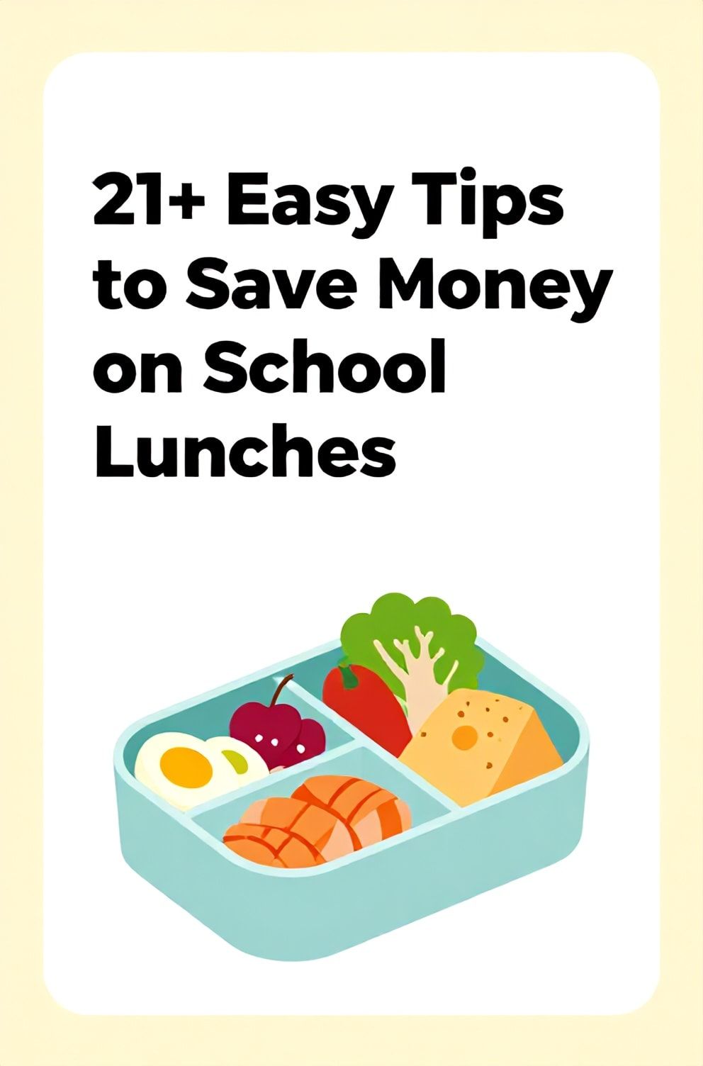 Bold%2C%20sharp%20text%20that%20says%20%E2%80%9C21%2B%20Easy%20Tips%20to%20Save%20Money%20on%20School%20Lunches%E2%80%9D.%20The%20text%20is%20placed%20at%20the%20top%20inside%20a%20white%2C%20rounded%20rectangular%20illustration%20box%20in%20negative%20space%2C%20beautiful%20Pinterest-style%20frame.%20Pinterest-style%20illustration%20showing%20a%20bento%20box%20with%20colorful%20healthy%20snacks.%20Background%20of%20light%20yellow%20and%20robin%27s%20egg%20blue%20tones.%20Clean%2C%20minimal%20composition%2C%20cold%20neutral%20or%20warm%20neutral%20color%20palette