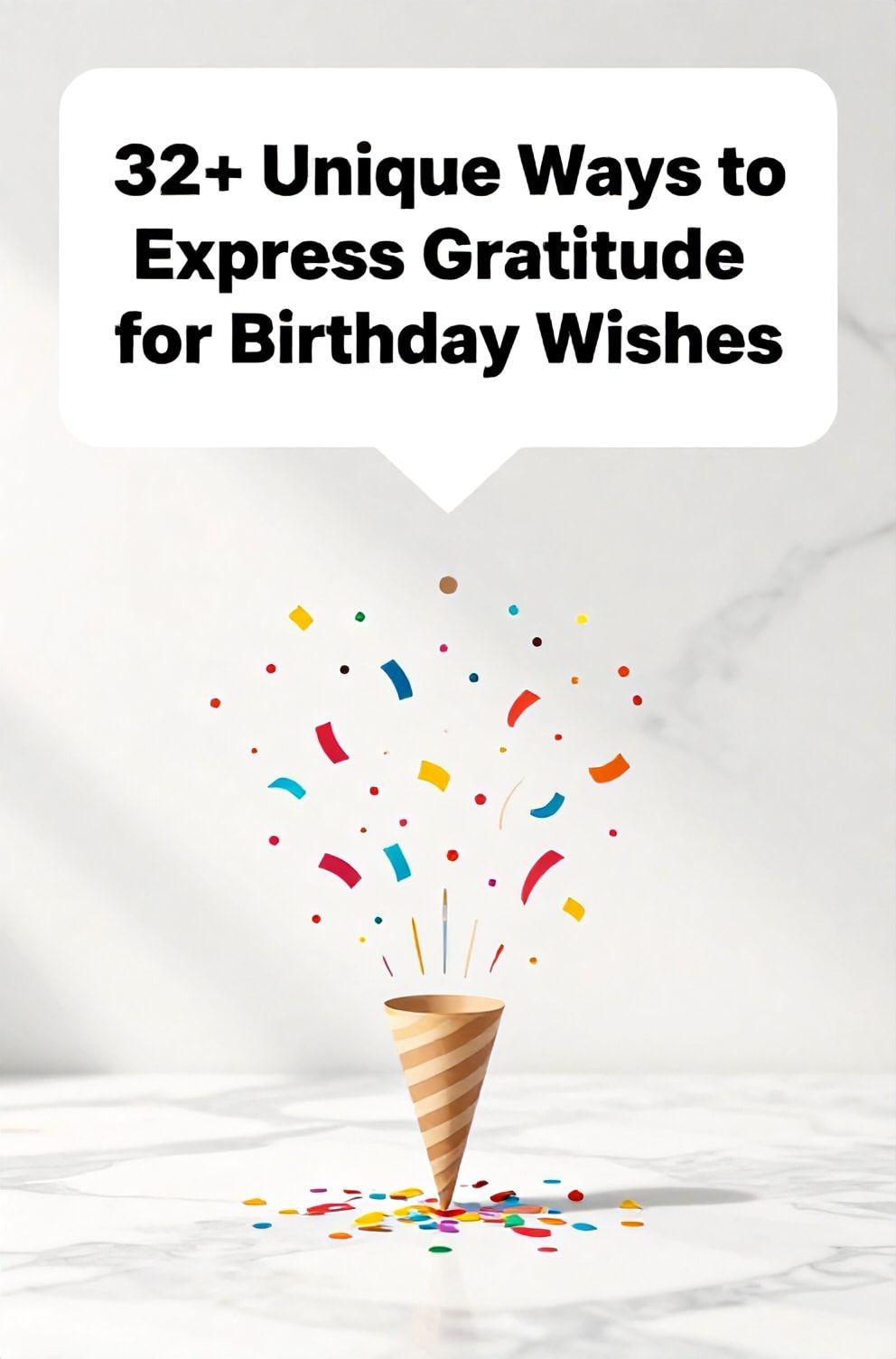 Bold%2C%20sharp%20text%20that%20says%20%E2%80%9C32%2B%20Unique%20Ways%20to%20Express%20Gratitude%20for%20Birthday%20Wishes%E2%80%9D.%20The%20text%20is%20placed%20at%20the%20top%20inside%20a%20white%2C%20rounded%20rectangular%20illustration%20box%20in%20negative%20space%2C%20beautiful%20Pinterest-style%20frame.%20Pinterest-style%20illustration%20showing%20a%20burst%20of%20colorful%20paper%20confetti%20captured%20mid-air.%20Background%20of%20a%20clean%2C%20white%20marble%20surface%20with%20soft%20shadows.%20Clean%2C%20minimal%20composition%2C%20cold%20neutral%20or%20warm%20neutral%20color%20palette