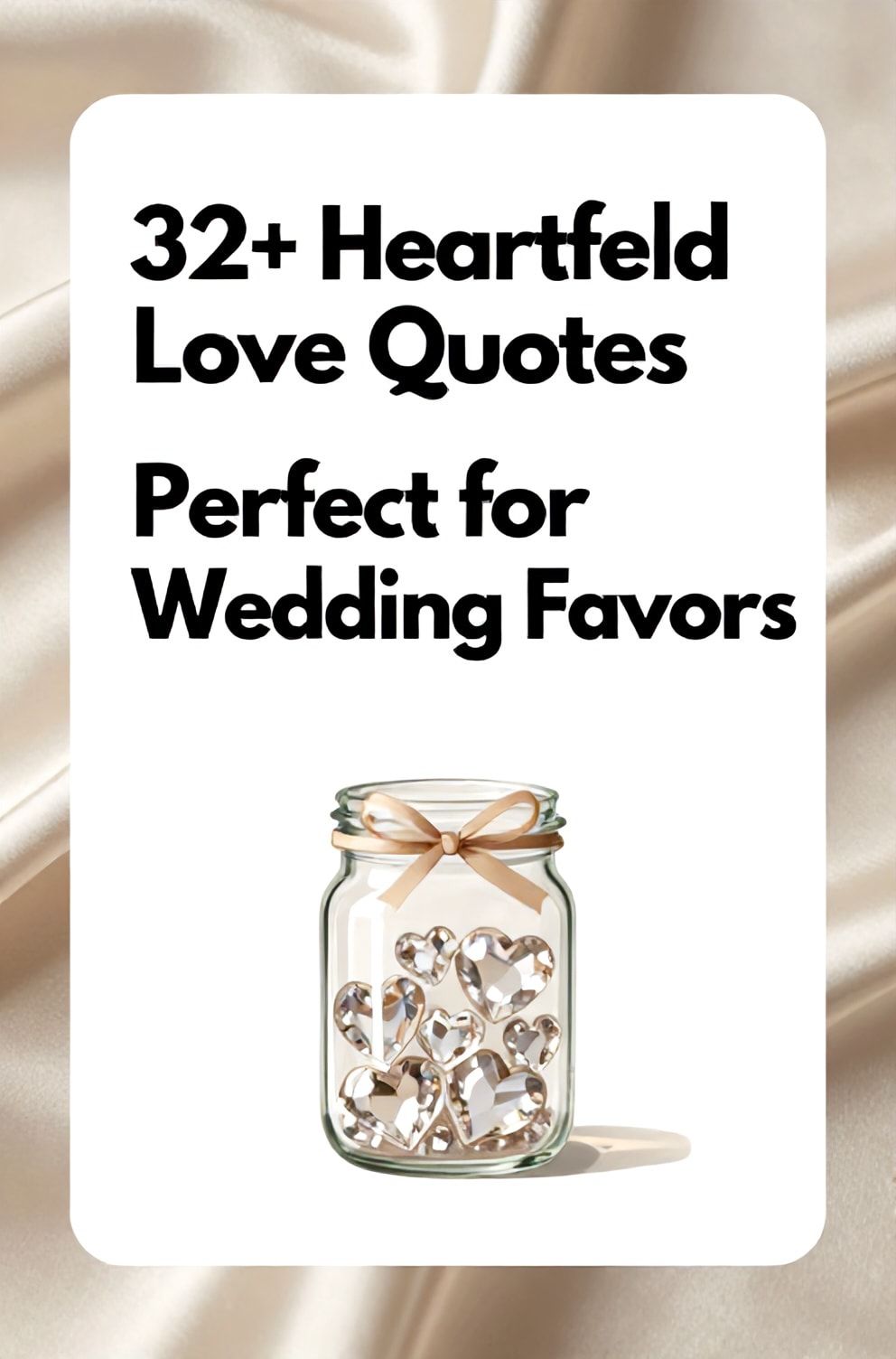 Bold%2C%20sharp%20text%20that%20says%20%E2%80%9C32%2B%20Heartfelt%20Love%20Quotes%20Perfect%20for%20Wedding%20Favors%E2%80%9D.%20The%20text%20is%20placed%20at%20the%20top%20inside%20a%20white%2C%20rounded%20rectangular%20illustration%20box%20in%20negative%20space%2C%20beautiful%20Pinterest-style%20frame.%20Pinterest-style%20illustration%20showing%20a%20miniature%20glass%20jar%20filled%20with%20heart-shaped%20crystals%20and%20a%20ribbon.%20Background%20of%20a%20smooth%2C%20champagne-colored%20satin%20fabric.%20Clean%2C%20minimal%20composition%2C%20cold%20neutral%20or%20warm%20neutral%20color%20palette