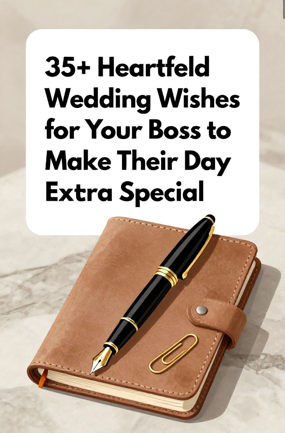 Bold%2C%20sharp%20text%20that%20says%20%E2%80%9C35%2B%20Heartfelt%20Wedding%20Wishes%20for%20Your%20Boss%20to%20Make%20Their%20Day%20Extra%20Special%E2%80%9D.%20The%20text%20is%20placed%20at%20the%20top%20inside%20a%20white%2C%20rounded%20rectangular%20illustration%20box%20in%20negative%20space%2C%20beautiful%20Pinterest-style%20frame.%20Pinterest-style%20illustration%20showing%20an%20elegant%20fountain%20pen%20and%20a%20single%20gold%20paperclip%20on%20a%20leather-bound%20notebook.%20Background%20of%20smooth%2C%20soft-focus%20marble%20texture%20in%20neutral%20tones.%20Clean%2C%20minimal%20composition%2C%20cold%20neutral%20or%20warm%20neutral%20color%20palette
