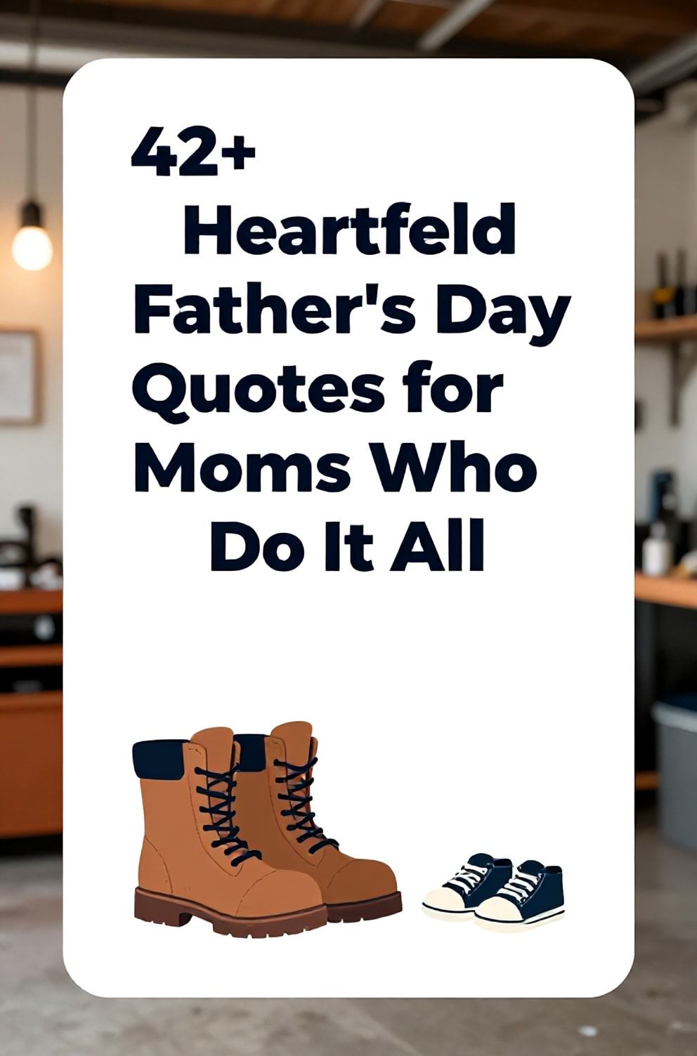 Bold%2C%20sharp%20text%20that%20says%20%E2%80%9C42%2B%20Heartfelt%20Father%27s%20Day%20Quotes%20for%20Moms%20Who%20Do%20It%20All%E2%80%9D.%20The%20text%20is%20placed%20at%20the%20top%20inside%20a%20white%2C%20rounded%20rectangular%20illustration%20box%20in%20negative%20space%2C%20beautiful%20Pinterest-style%20frame.%20Pinterest-style%20illustration%20showing%20a%20pair%20of%20work%20boots%20next%20to%20a%20child%27s%20tiny%20sneakers.%20Background%20of%20a%20soft-focus%20garage%20workshop%20with%20warm%20toolbox%20lights.%20Clean%2C%20minimal%20composition%2C%20cold%20neutral%20or%20warm%20neutral%20color%20palette