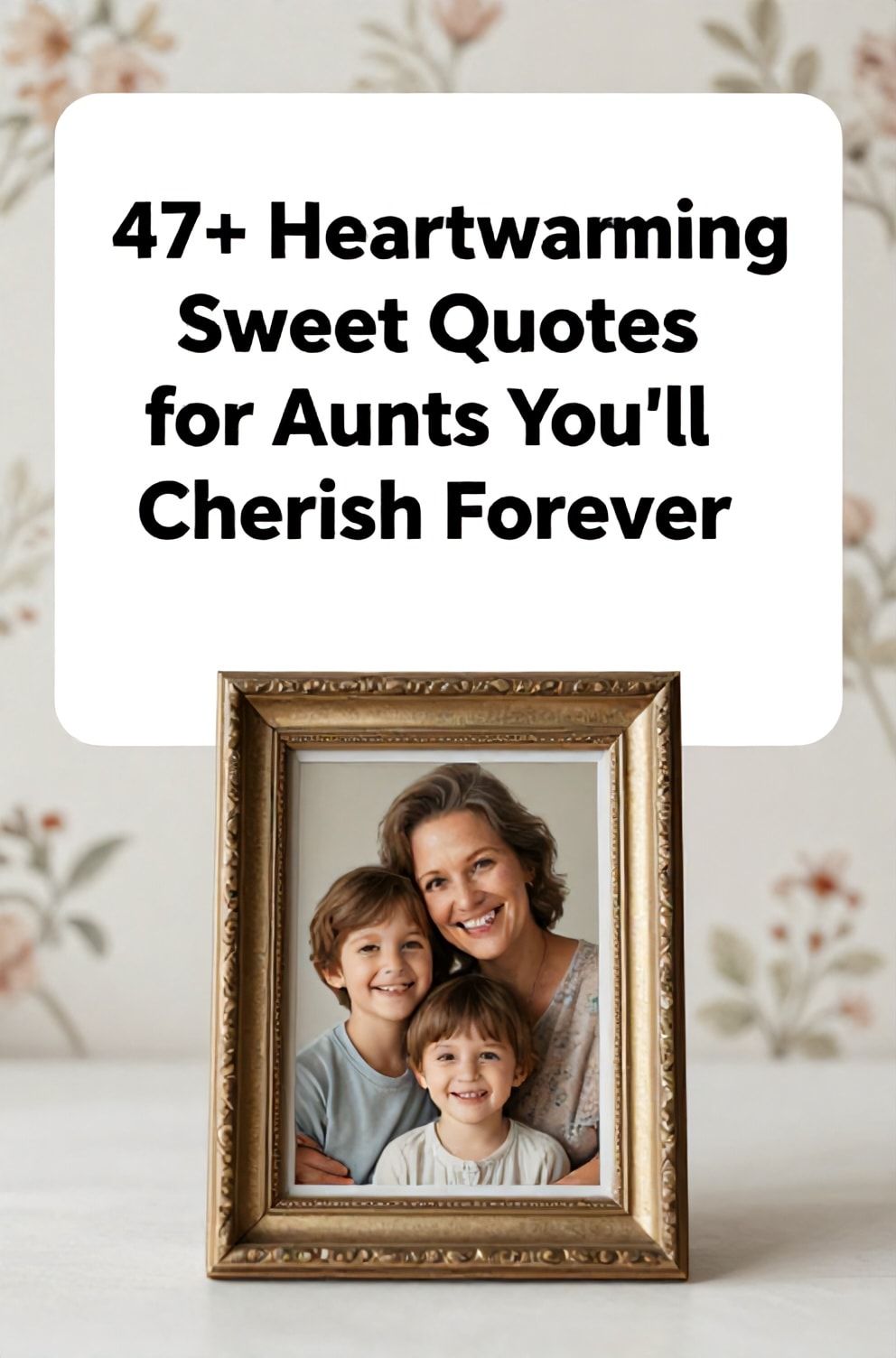 Bold%2C%20sharp%20text%20that%20says%20%E2%80%9C47%2B%20Heartwarming%20Sweet%20Quotes%20for%20Aunts%20You%27ll%20Cherish%20Forever%E2%80%9D.%20The%20text%20is%20placed%20at%20the%20top%20inside%20a%20white%2C%20rounded%20rectangular%20illustration%20box%20in%20negative%20space%2C%20beautiful%20Pinterest-style%20frame.%20Pinterest-style%20illustration%20showing%20a%20vintage%20photo%20frame%20holding%20a%20picture%20of%20a%20smiling%20aunt%20and%20child.%20Background%20of%20a%20sunlit%2C%20floral%20wallpaper%20pattern%20softly%20blurred.%20Clean%2C%20minimal%20composition%2C%20cold%20neutral%20or%20warm%20neutral%20color%20palette